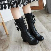 New sweet lace bow high boots - Thumbnail 2