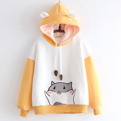 New cute hamster paw embroidered hoodie - Thumbnail 2