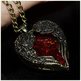 Vintage Bronze Heart Ruby Pendant Necklace-2