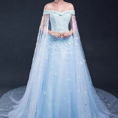 Off-the-shoulder mermaid prom dress with lace applique  - Thumbnail 5