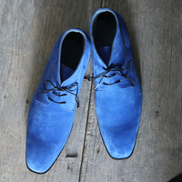 New Handmade Half Ankle Blue Suede Lace Up Boot For Men's  - Thumbnail 1
