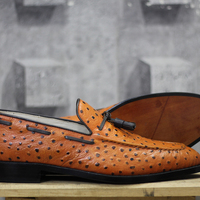 Handmade Tan Leather Tussles Loafers Shoes For Men's - Thumbnail 1