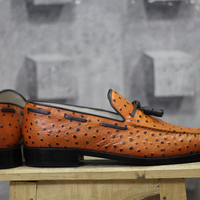 Handmade Tan Leather Tussles Loafers Shoes For Men's - Thumbnail 3