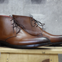 New Handmade Half Ankle Brown Leather Lace Up Boot For Men's  - Thumbnail 2