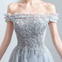 Gray tulle lace short prom dress cocktail dress - Thumbnail 1