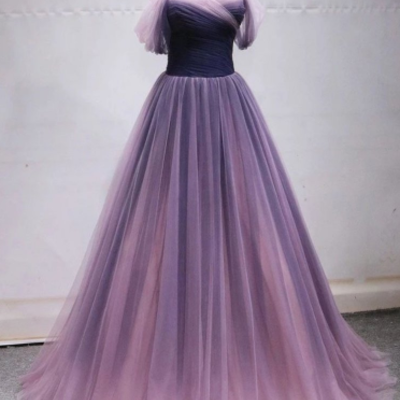 Princess off the shoulder tulle prom dresses, formal dress - Thumbnail 5