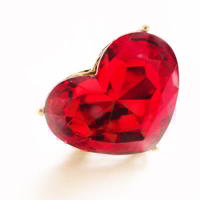 Limited edition large red jewel heart ring