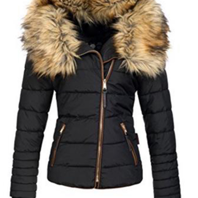 Black faux fur parka winter coat - Thumbnail 5