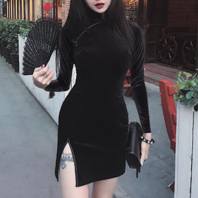 Sexy gothic cheongsam style dress - Thumbnail 5