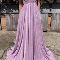 Spaghetti Straps A-line Sexy V-neck Prom Dress,Evening Dress - Thumbnail 1