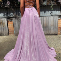 Spaghetti Straps A-line Sexy V-neck Prom Dress,Evening Dress - Thumbnail 2