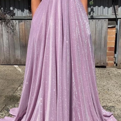 Spaghetti straps a-line sexy v-neck prom dress,evening dress - Thumbnail 3