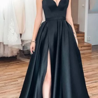Simple popular a line sexy long stain prom dress for girls - Thumbnail 5