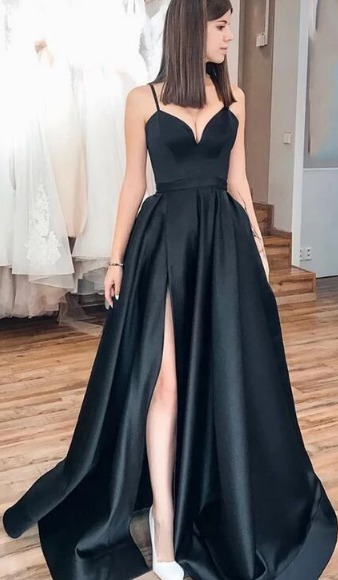 Simple Popular A Line Sexy Long Stain Prom Dress For Girls