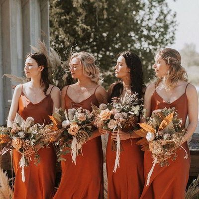 Spaghetti straps long bridesmaid dresses for wedding party nh008 - Thumbnail 4