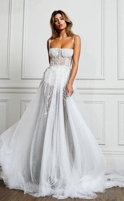 Bohemia A-Line Sweetheart Open Back White Tulle Appliques Wedding Dresses,Charming Beach Wedding Dresses