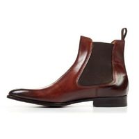 Handmade Men's 2 Tone Ankle High Chelsea Chukka Leather Boot - Thumbnail 2