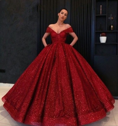 Sparkly Burgundy Red Long Prom Dresses for Women
