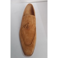 New Handmade Tan Suede Tussles Loafers Shoes For Men's - Thumbnail 1