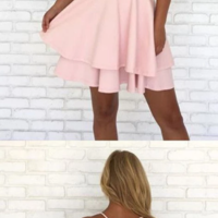 Cute Spaghetti Strap A Line Pink Short Homecoming Dresses - Thumbnail 1