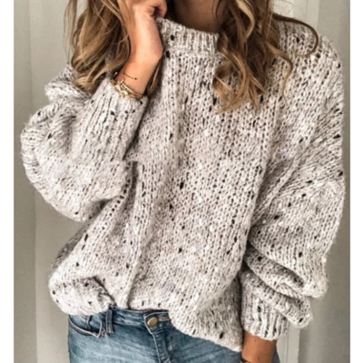 Round neck long sleeve sweater - Thumbnail 2