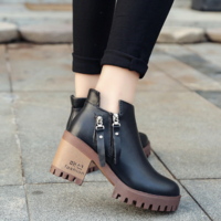Winter Black Side Zip Ankle Boots - Thumbnail 2
