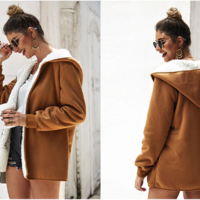 Plush Warm Hooded Jacket Winter Coat - Thumbnail 1