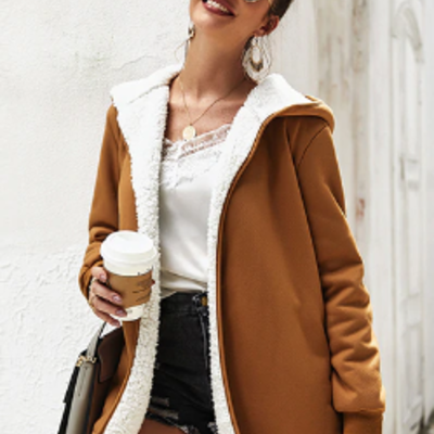 Plush warm hooded jacket winter coat