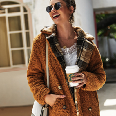 Autumn and winter plaid warm winter coat