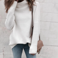 Autumn and Winter Knitted Pullover Sweater - Thumbnail 1