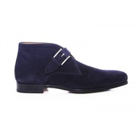 New Handmade Half Ankle Navy Blue Monk Strap Suede Boot For Men's  - Thumbnail 1