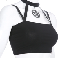 Black Aesthetic Gothic Crop Top - Thumbnail 2