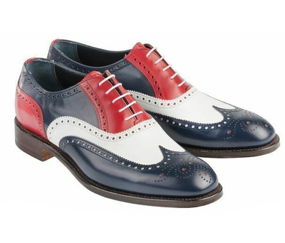 Men's Handmade Multi Color Wing Tip Brogue Leather Lace Up Shoes