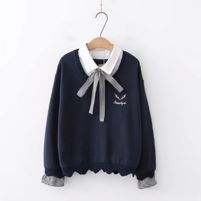 Preppy Kawaii Letter Print Pullover