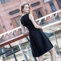 Cute black satin short prom dress, party dress - Thumbnail 3