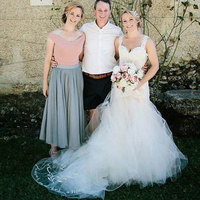 Off the Shoulder Tea Length Bridesmaid Dresses for Wedding Party - Thumbnail 1