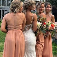 Spaghetti Straps Long Bridesmaid Dresses for Wedding Party - Thumbnail 1