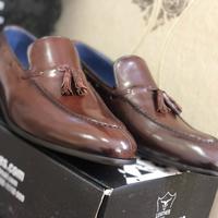 Handmade tussle Brown shoes split toe leather shoes men's Dress Shoes - Thumbnail 1