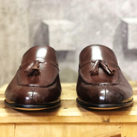 Handmade tussle Brown shoes split toe leather shoes men's Dress Shoes - Thumbnail 3