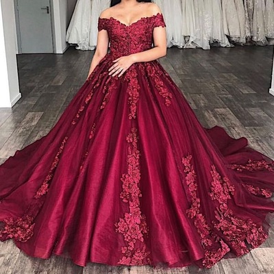 Off the shoulder prom dresses with appliques quinceanera gowns - Thumbnail 3