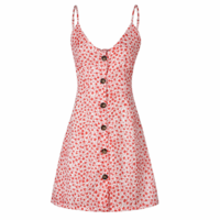 Sling Women Buttons Printed Halter Dress - Thumbnail 1
