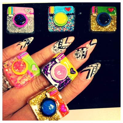 Three Instagram button rings 