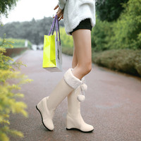 New sweet bow plush ball boots - Thumbnail 3