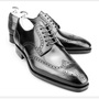 Handmade Men brogue wingtip formal Shoes, Men wing tip black leather dress shoes-1