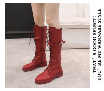 Harajuku PU Leather Lace up Platform Boots