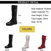 Harajuku PU Leather Lace up Platform Boots - Thumbnail 4