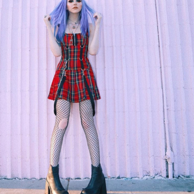 Red plaid mini dress - Thumbnail 4