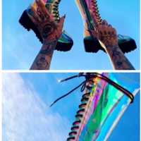 High Quality Holographic Laser PVC Lace up Harajuku Boots - Thumbnail 1