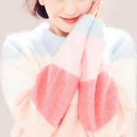 Pastel Color Block Woolen Jumper Knit Sweater - Thumbnail 2