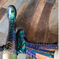 High Quality Holographic Laser PVC Lace up Harajuku Boots - Thumbnail 3